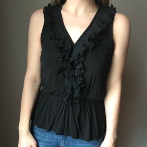Ruffled Black Tank